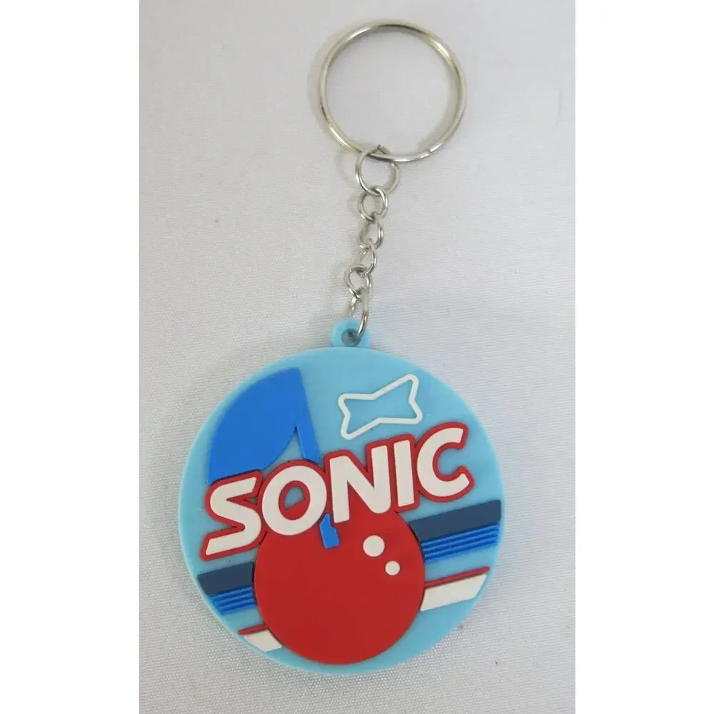 SONIC DRIVE IN *NEW* Cherry Keychain Keyring Slush Limeade Blue Red Rubber Logo